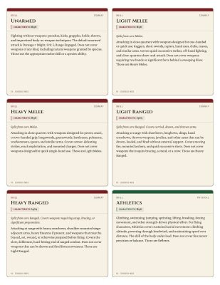 First page of Skill Cards