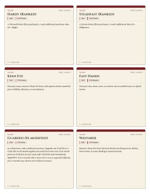 First page of Talent Cards